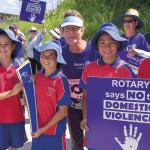 A relay with a cause District 9640 says ‘No to Domestic Violence’